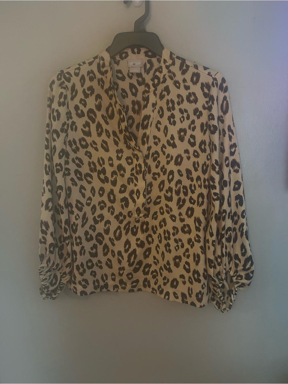 Chico’s Shirt - tan/black leopard print lightweight blouse
